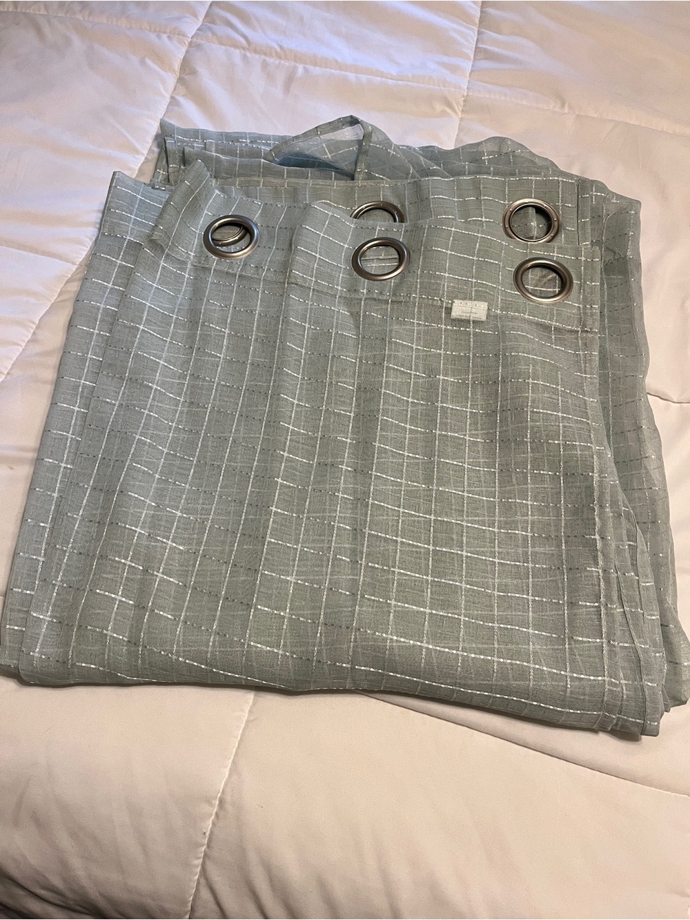 LIGHT GREEN GROMMET STYLE  SHEER CURTAIN PANELS - QTY OF 4- SIZE 38"x84"